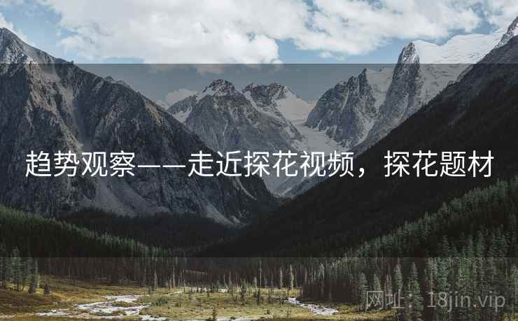 趋势观察——走近探花视频，探花题材